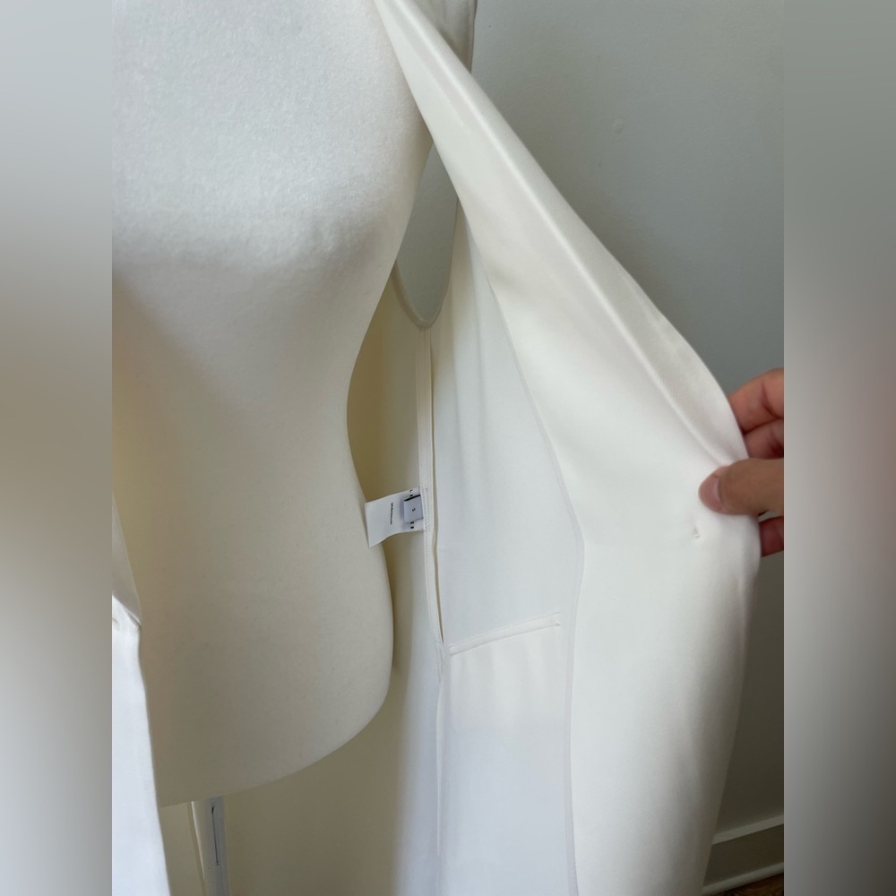 Lattelier Sleeveless White Blazer Duster Vest Size Small Classy Quite Luxury - Picture 5 of 12
